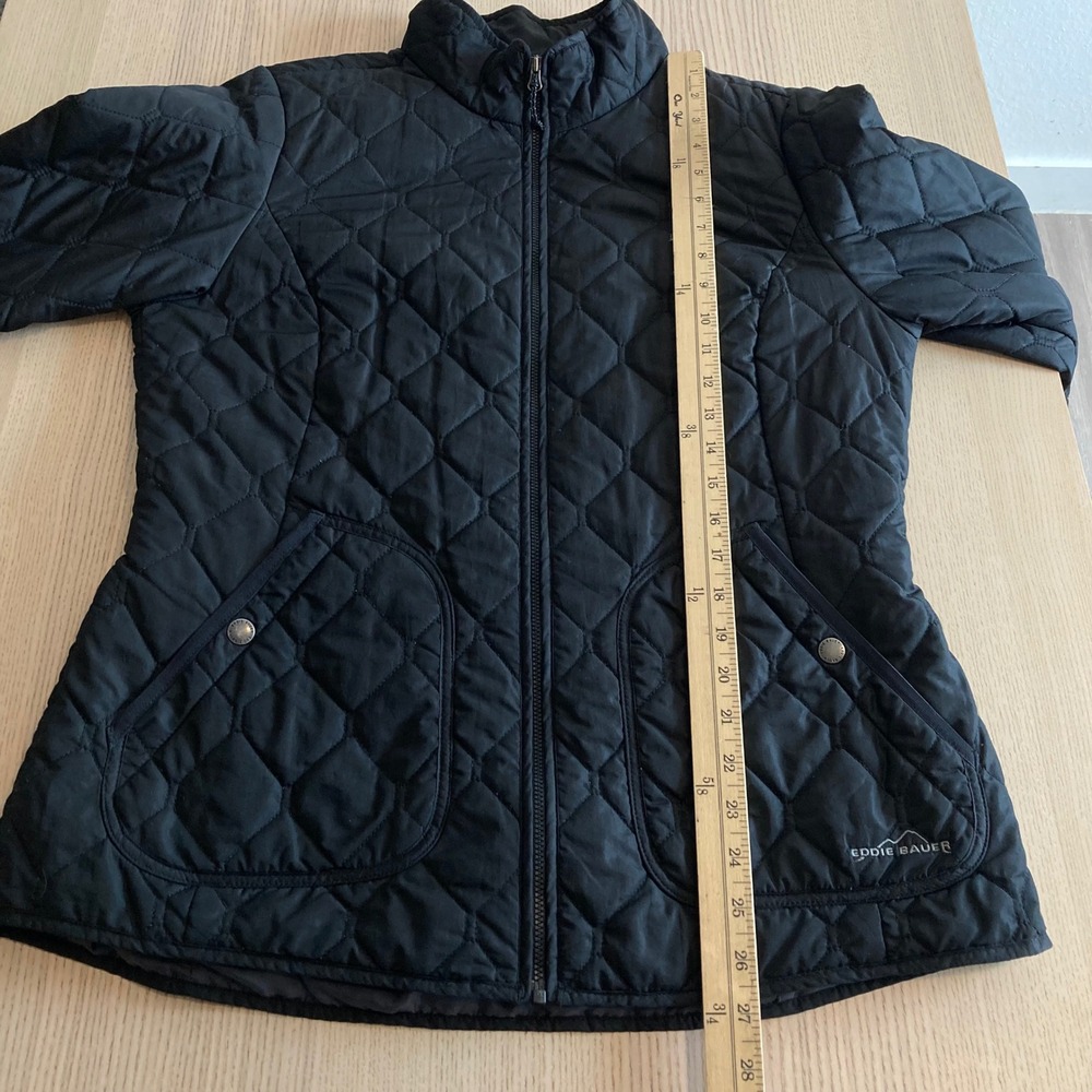 Eddie Bauer Jacket Womens L Black Quilted Puffer Full Zip Mock Neck Lightweight - Picture 7 of 14